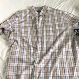 Basic editions plaid short sleeve shirt